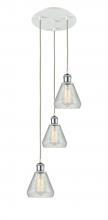  113B-3P-WPC-G275 - Conesus - 3 Light - 13 inch - White Polished Chrome - Cord Hung - Multi Pendant