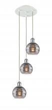  113B-3P-WPC-G556-6SM - Rochester - 3 Light - 12 inch - White Polished Chrome - Cord Hung - Multi Pendant