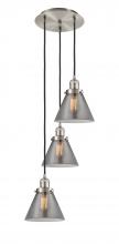  113F-3P-SN-G43 - Cone - 3 Light - 14 inch - Brushed Satin Nickel - Cord hung - Multi Pendant