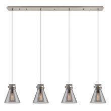  124-410-1PS-SN-G411-8SM - Newton Cone - 4 Light - 52 inch - Brushed Satin Nickel - Linear Pendant