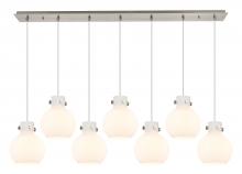  127-410-1PS-SN-G410-8WH - Newton Sphere - 7 Light - 52 inch - Brushed Satin Nickel - Cord hung - Linear Pendant