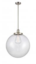  201S-SN-G204-18-LED - Beacon - 1 Light - 18 inch - Brushed Satin Nickel - Stem Hung - Pendant