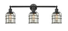  205-BK-G58-CE-LED - Bell Cage - 3 Light - 31 inch - Matte Black - Bath Vanity Light