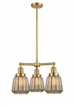  207-SG-G146-LED - Chatham - 3 Light - 24 inch - Satin Gold - Stem Hung - Chandelier