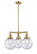  207-SG-G204-8-LED - Beacon - 3 Light - 22 inch - Satin Gold - Stem Hung - Chandelier