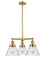  207-SG-G44-LED - Cone - 3 Light - 22 inch - Satin Gold - Stem Hung - Chandelier