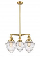  207-SG-G664-7-LED - Bullet - 3 Light - 20 inch - Satin Gold - Stem Hung - Chandelier