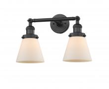  208-BK-G61 - Cone - 2 Light - 16 inch - Matte Black - Bath Vanity Light