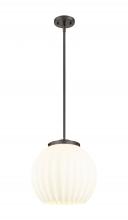  221-1S-OB-G1217-14WV - White Venetian - 1 Light - 14 inch - Oil Rubbed Bronze - Stem Hung - Pendant