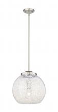  221-1S-SN-G1216-14WM - White Mouchette - 1 Light - 14 inch - Brushed Satin Nickel - Stem Hung - Pendant