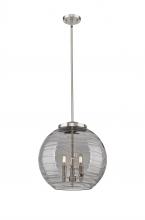  221-3S-SN-G1213-16SM - Athens Deco Swirl - 3 Light - 16 inch - Brushed Satin Nickel - Cord hung - Pendant