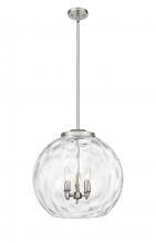  221-3S-SN-G1215-18-LED - Athens Water Glass - 3 Light - 18 inch - Brushed Satin Nickel - Cord hung - Pendant