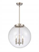  221-3S-SN-G204-16-LED - Beacon - 3 Light - 16 inch - Brushed Satin Nickel - Cord hung - Pendant