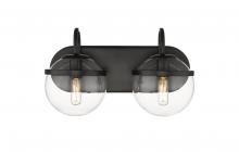 Innovation Lighting 350-2W-BK-CL-LED - Sands - 2 Light - 14 inch - Matte Black - Bath Vanity Light