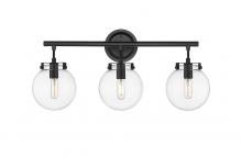 Innovation Lighting 351-3W-BK-CL-LED - Span - 3 Light - 25 inch - Matte Black - Bath Vanity Light