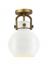  410-1F-BB-M410-8W - Newton Sphere - 1 Light - 8 inch - Brushed Brass - Flush Mount