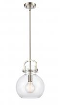  410-1SM-SN-G410-10CL - Newton Sphere - 1 Light - 10 inch - Brushed Satin Nickel - Stem Hung - Mini Pendant