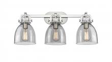 Innovation Lighting 410-3W-SN-G412-7SM - Newton Bell - 3 Light - 27 inch - Satin Nickel - Bath Vanity Light