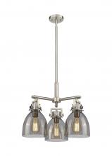  411-3CR-SN-G412-7SM - Newton Bell - 3 Light - 21 inch - Satin Nickel - Pendant