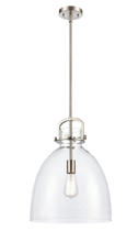  412-1S-SN-14CL-LED - Newton Bell - 1 Light - 14 inch - Brushed Satin Nickel - Cord hung - Pendant