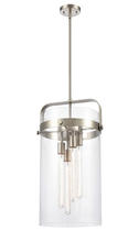  413-4S-SN-12CL-LED - Pilaster - 4 Light - 12 inch glass - Brushed Satin Nickel - Cord hung - Pendant