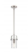  423-1S-SN-G423-7DE - Pilaster II Cylinder - 1 Light - 7 inch Long Glass - Satin Nickel - Pendant