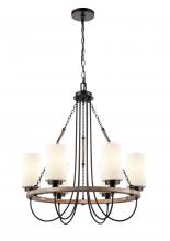  442-6CR-BK-W-LED - Paladin - 6 Light - 25 inch - Matte Black - Chain Hung - Chandelier