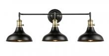 Innovation Lighting 443SW-3W-BAB-M15BK-LED - Metro - 3 Light - 37 inch - Black Antique Brass - Bath Vanity Light