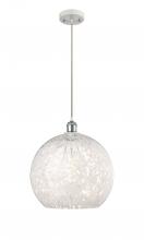  516-1P-WPC-G1216-14WM - White Mouchette - 1 Light - 14 inch - White Polished Chrome - Cord Hung - Pendant