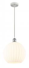  516-1P-WPC-G1217-12WV - White Venetian - 1 Light - 12 inch - White Polished Chrome - Cord Hung - Mini Pendant