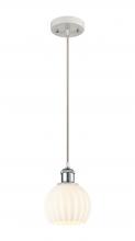  516-1P-WPC-G1217-6WV - White Venetian - 1 Light - 6 inch - White Polished Chrome - Cord Hung - Mini Pendant