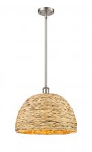  516-1S-SN-RBD-16-NAT - Woven Rattan - 1 Light - 16 inch - Satin Nickel - Mini Pendant