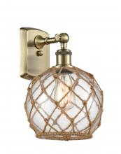  516-1W-AB-G122-8RB-LED - Farmhouse Rope - 1 Light - 8 inch - Antique Brass - Sconce