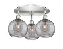  516-3C-SN-G1213-8SM - Athens Deco Swirl - 3 Light - 20 inch - Satin Nickel - Flush Mount