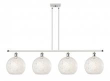  516-4I-WPC-G1216-10WM - White Mouchette - 4 Light - 48 inch - White Polished Chrome - Stem Hung - Island Light