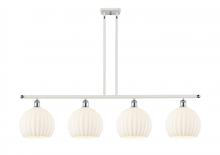  516-4I-WPC-G1217-10WV - White Venetian - 4 Light - 48 inch - White Polished Chrome - Stem Hung - Island Light