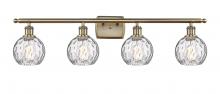  516-4W-AB-G1215-6-LED - Athens Water Glass - 4 Light - 36 inch - Antique Brass - Bath Vanity Light