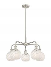  516-5CR-SN-G1216-6WM - White Mouchette - 5 Light - 24 inch - Satin Nickel - Chandelier